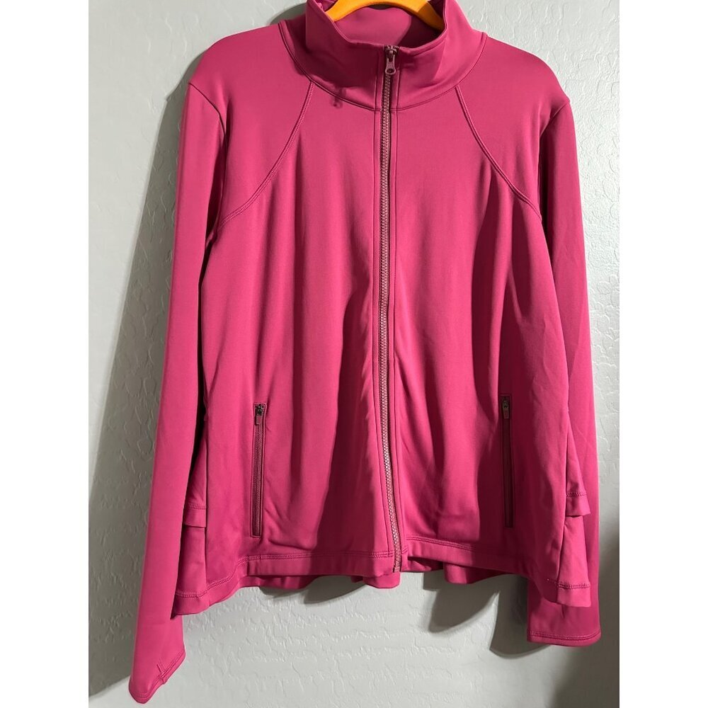 Isabella Activewear Women's Ruffle Back Peplum Jacket Amore Knit Size XL NWT